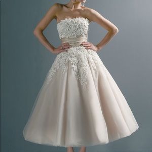 Justin Alexander Tea Length Wedding Dress, #8465